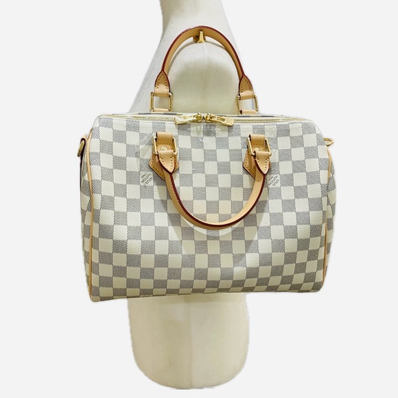 Designer Inspired Checkered Crossbody Bag in Cream and Tan - Picture 2 of 15